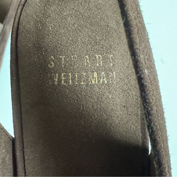 Stuart Weitzman Brown Suede Sandals Kitten Heel Career Comfort Size 9.5N - Picture 11 of 11